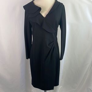 Valentino Black Ruffle Front Midi Dress